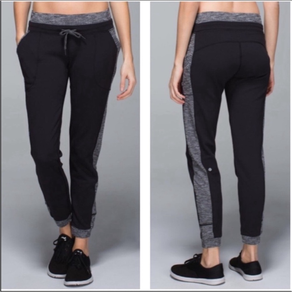 Lululemon Base Runner Pant Athletic Joggers Black/Coco Pique Black Sz 4